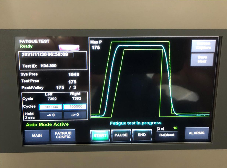 Square wave on a pressure impulse fatigue stand